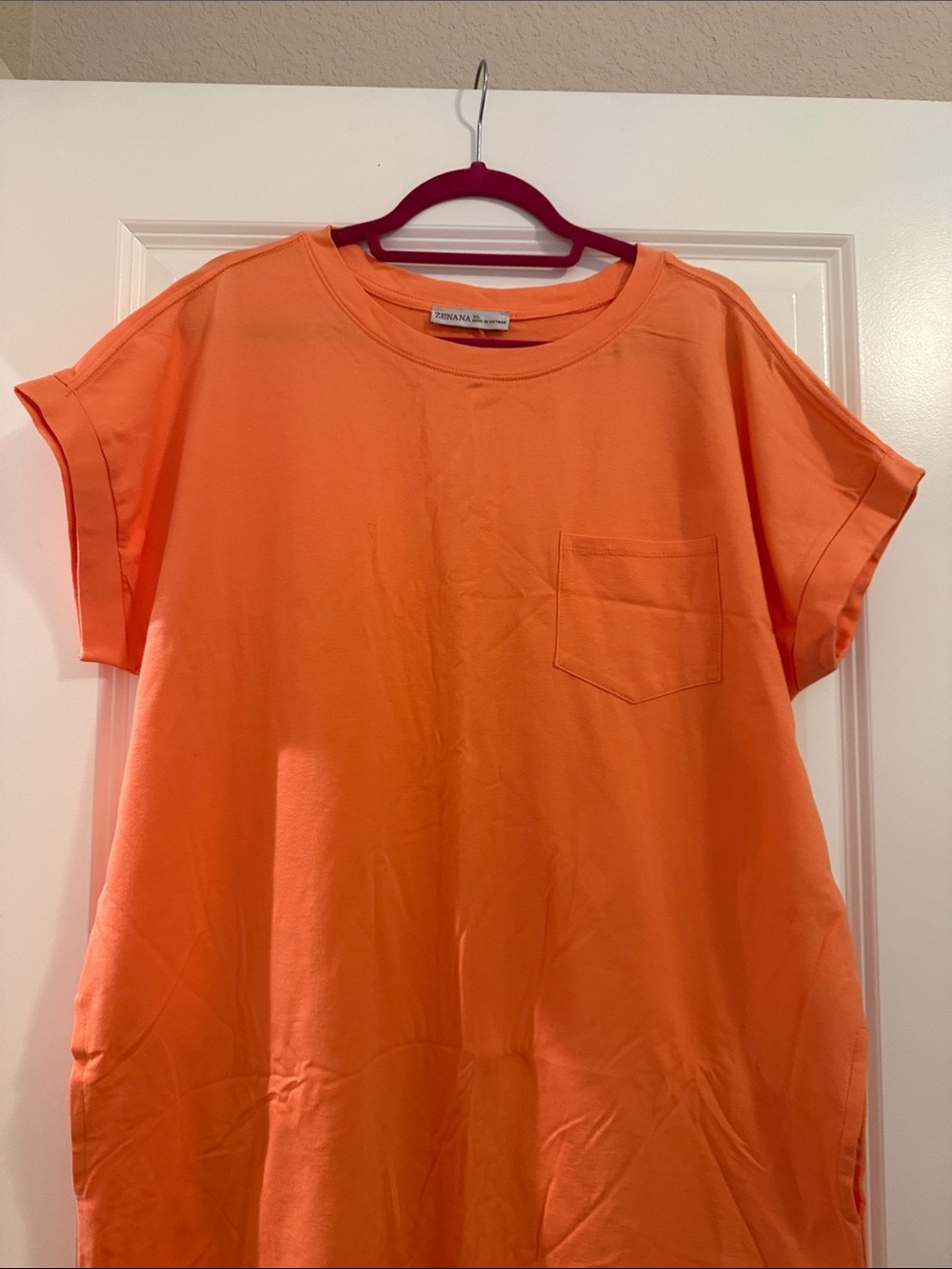 Zenana Relaxed Orange Maxi Dress with Pockets - Picture 7 of 8